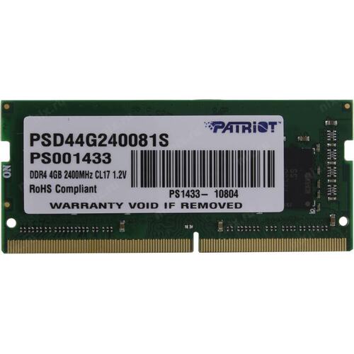Память DDR4 SODIMM  4Gb 2400MHz Patriot  PSD44G240081S