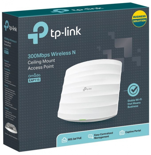 Точка доступа TP-LINK EAP115 N300 Wi-Fi, чипсет QCA (Atheros), до 300 Мбит/с на 2,4 ГГц, поддержка с фото 2