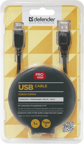 Кабель USB Defender USB09-03PRO AM-C Type, 1.0м  (87492) фото 2