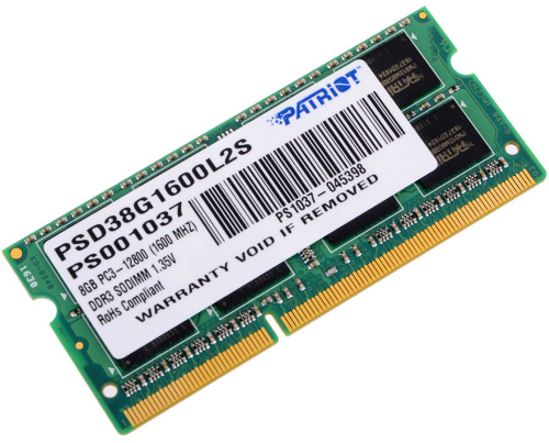 Память DDR3 SODIMM  8Gb 1600MHz Patriot 1.35V PSD38G1600L2S