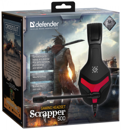 Наушники  с микрофоном Defender Scrapper 500 (64500)красный фото 2