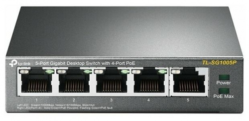 Коммутатор TP-LINK TL-SG1005P 5 гигабитных портов RJ45,включая 4 порта PoE, бюджет PoE до 56 Вт, ста фото 2