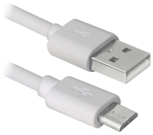 Кабель USB Defender USB08-03BH белый USB2.0 AM-MicroBM, 1м  (87477)