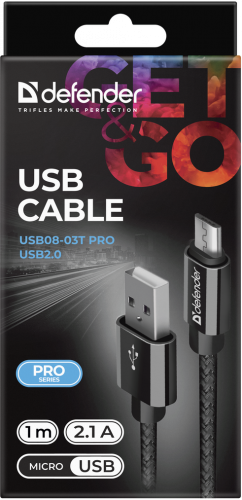 Кабель USB Defender USB08-03T PRO USB2.0 AM-MicroBM, 1м (87802)