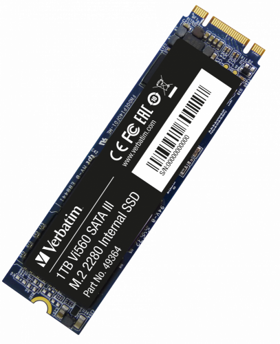 Диск SSD M.2 SATA 1000Gb (1Tb) Verbatim Vi560 S3 series M.2 SATA. Speed: Read-560Mb/s, Write-460Mb/s