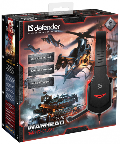 Наушники  с микрофоном Defender Warhead G-320 чёрный+красный,(64033) фото 3
