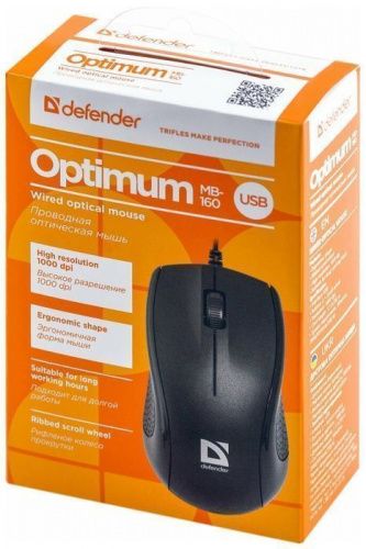 Мышь Defender Optimum MB-160,чёрный,(52160) фото 3