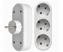 Тройник Defender TG-01 (99109)3 розетки, заземление,белый