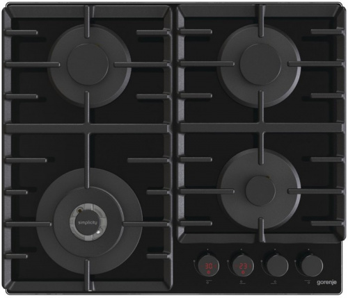 Поверхность газовая Gorenje GKTW642SYB (Simplicity 2.1 / черный / закаленное стекло / чугун / WOK)