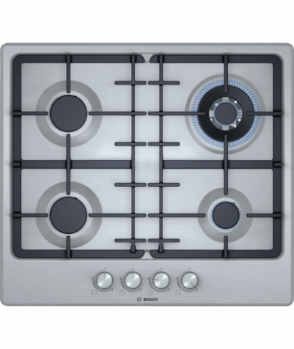 Поверхность газовая Bosch PGH6B5O92R (Serie4 / нерж / чугун / WOK)