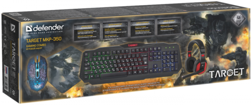 Игровой набор Defender Target MKP-350 ,мышь+клавиатура+гарнитура+ковер (52350) фото 6