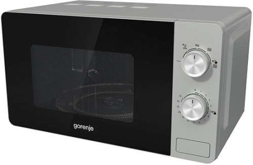 Микроволновая печь Gorenje MO20E1S (20 л, 800 Вт, переключатели поворотный механизм, серебристый)
