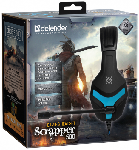 Наушники  с микрофоном Defender Scrapper 500 (64501) синий фото 2