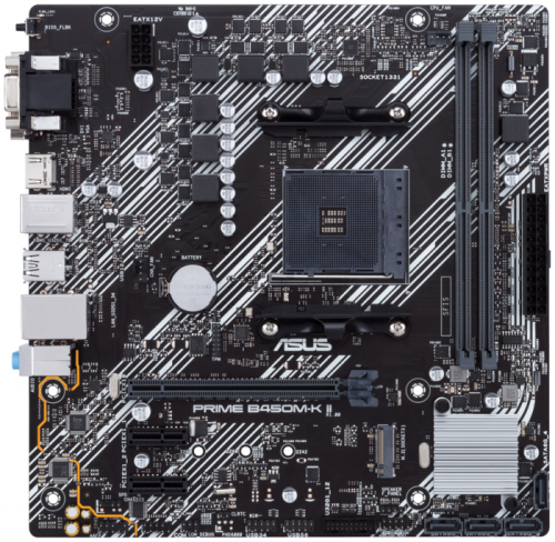 Материнская плата ASUS Socket AM4 ( PRIME B450M-K II ) AMD B450, 2x DDR4 DIMM, 2133-3200МГц. (Up to 