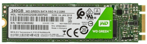 Диск SSD M.2 SATA 240Gb WD Green series, M.2 SATA. Speed: Read-545Mb/s размеры: 22 x 80 x 1.5 мм (M.