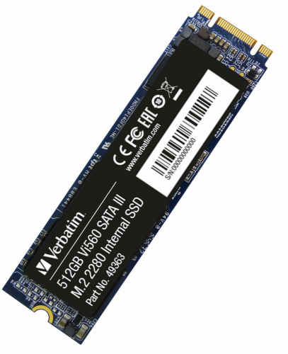 Диск SSD M.2 SATA 512Gb Verbatim Vi560 S3 series M.2 SATA. Speed: Read-560Mb/s, Write-460Mb/s размер