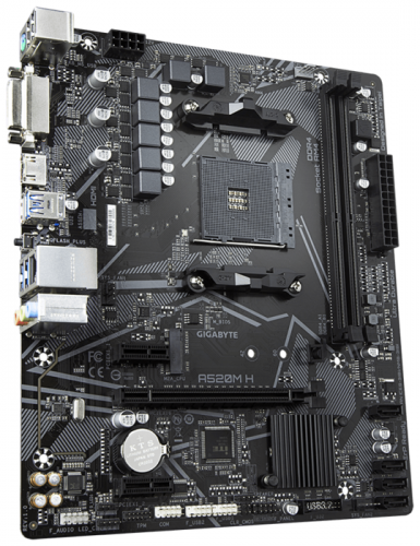 Материнская плата GIGABYTE Socket AM4 ( A520M H ) AMD A520, 2x DDR4 DIMM, 2133-5000 МГц. (Up to 64Gb фото 2