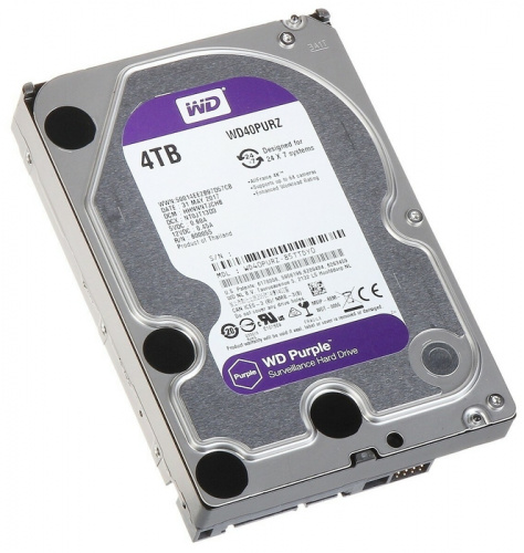 Жесткий диск 4000Gb (4TB) WD Caviar Purple 5400rpm 64Mb SATA3 (6GB/s) ( WD40PURZ ) размеры: 101.6 x 