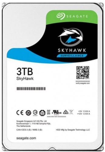 Жесткий диск 3000Gb (3TB) Seagate SkyHawk Surveillance 256Mb SATA3 (6GB/s) ( ST3000VX009 ). Индустри