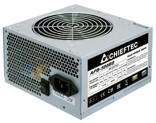 Блок питания 500W CHIEFTEC <APB-500B8> VALUE, ATX-12V V.2.3 , PS-2 type with 12cm Fan, Active PFC, 2