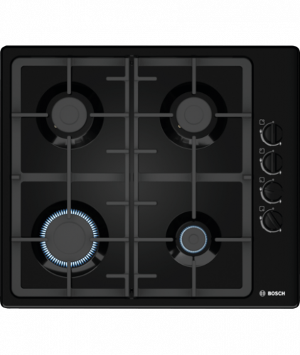 Поверхность газовая Bosch PBP6C6B92R (Serie2 / черный / эмаль / чугун / боковые переключатели)