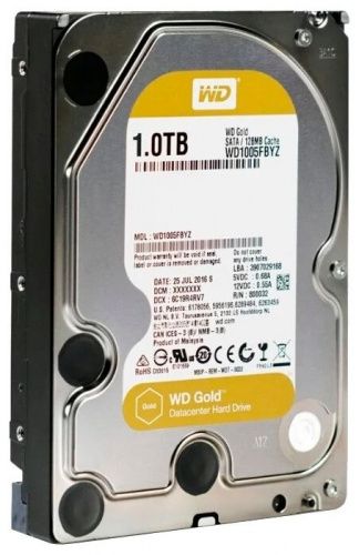 Жесткий диск 1000Gb (1TB) WD Gold series 7200rpm 128Mb SATA3 (6 Gb/s) ( WD1005FBYZ ) Индустриальная  фото 2