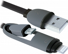 Кабель USB Defender USB10-03BP MicroUSB+Lighting, 1.0м  (87488)