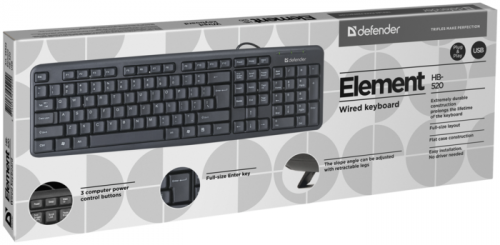 Клавиатура  Defender Element HB-520 Ru (черный), USB (45522) фото 2