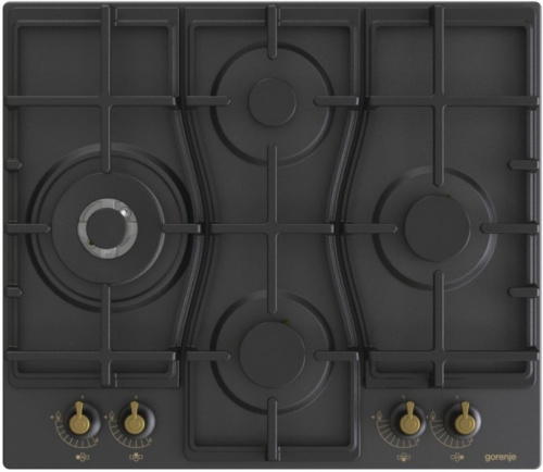 Поверхность газовая Gorenje GW6D42CLB (Classico / черный / конфорки ромбом / эмаль / чугун / WOK)