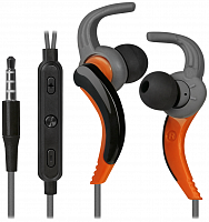 Наушники с микрофоном (гарнитура) Defender QutFit W765 серый+оранжевый,вставки (63767)
