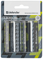 Батарейка  Defender LR20-2B D, в блистере 2 шт (56022)