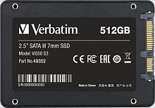 Диск SSD2.5" 512Gb Verbatim Vi550 S3 series, 3D NAND, SATA3. Контроллер: Phison PS3111. Speed: Read-
