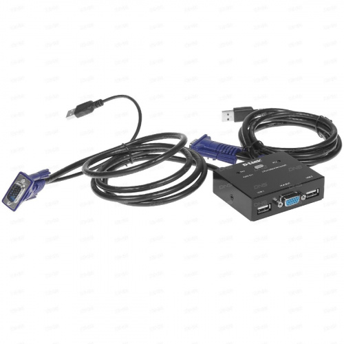 Коммутатор консоли 	D-Link KVM-221/C1A, 2-port KVM Switch with VGA, USB and Audio ports.Control 2 co