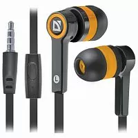 Наушники с микрофоном (гарнитура) Defender Pulse 420 чёрный+жёлтый (63421)