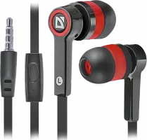 Наушники с микрофоном (гарнитура) Defender Pulse 420 чёрный+красный (63424)